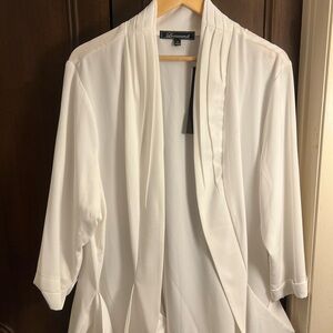 Loramendi White Draped Open Front Blazer